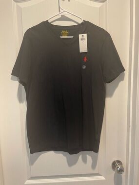 Polo by Ralph Lauren Black V-Neck Tee with Red Pony Logo